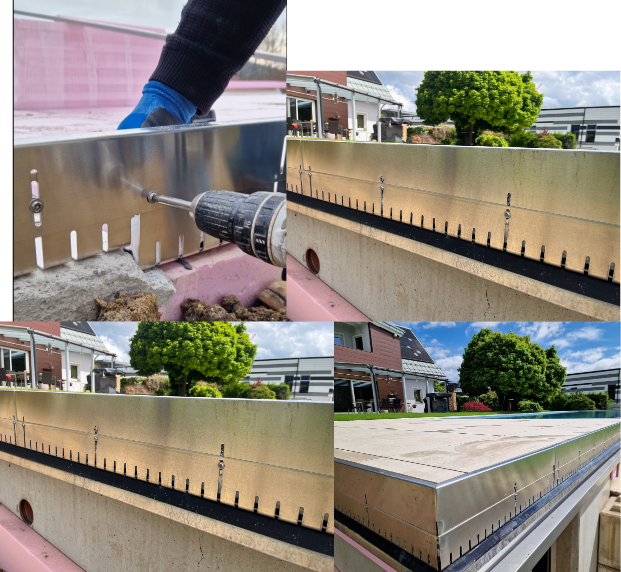 Dieses Bild zeigt die höhenverstellbaren Kiesleisten montiert.